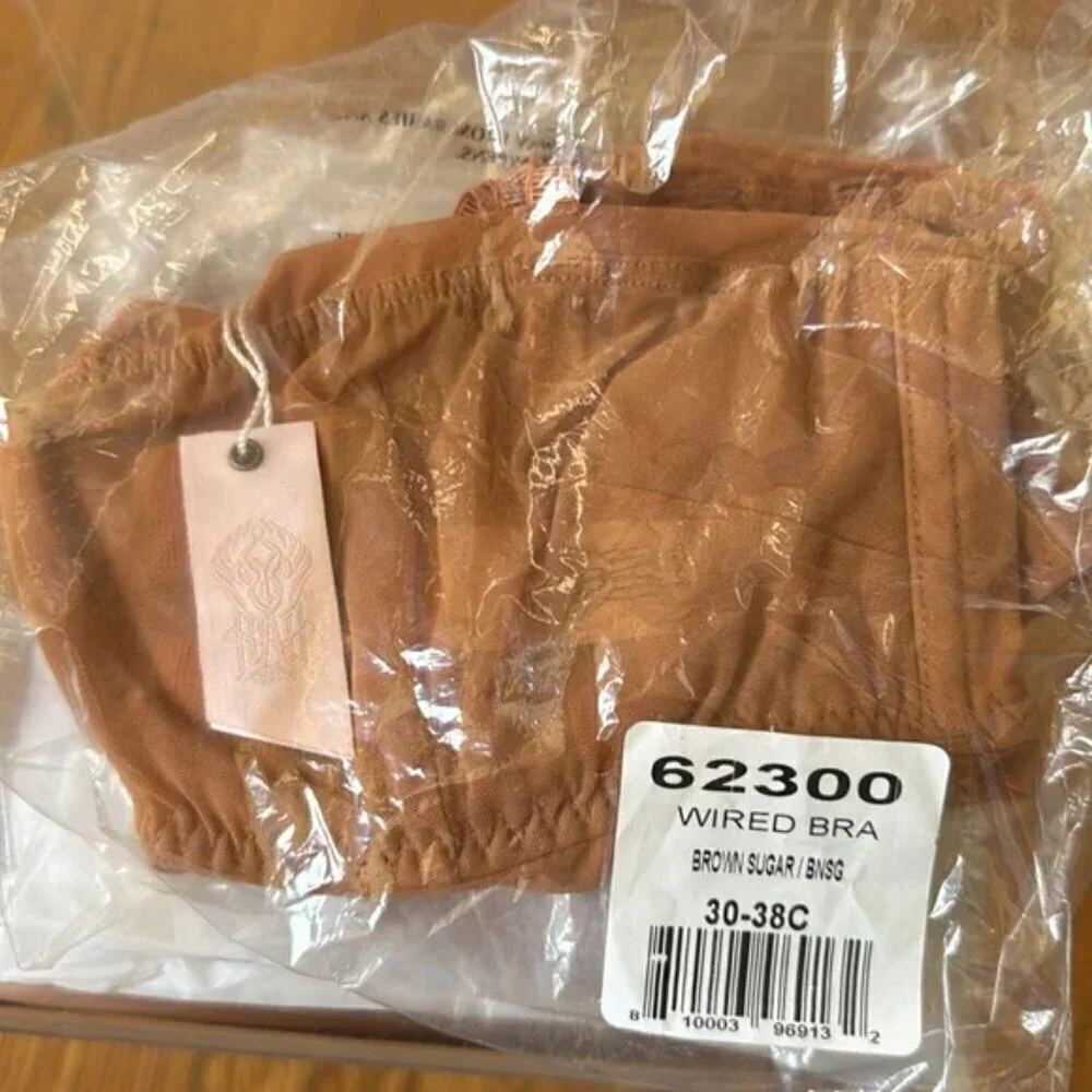 NWT $156 SET OF 2 HAH Wired Mesh Bras Sz 30-38C Brown Sugar Nude Sheer Unlined